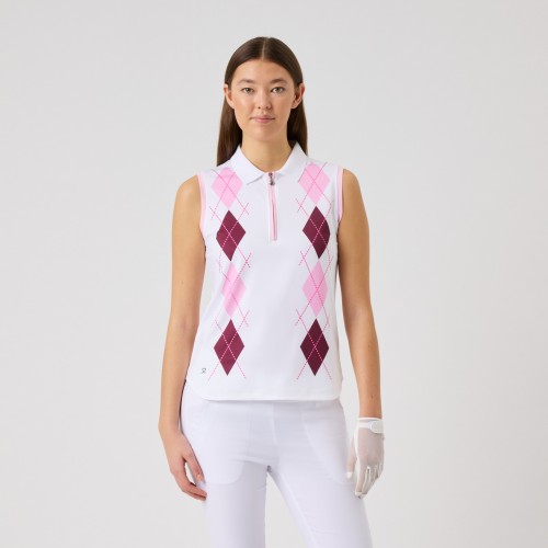 Argyle Sl Polo - White