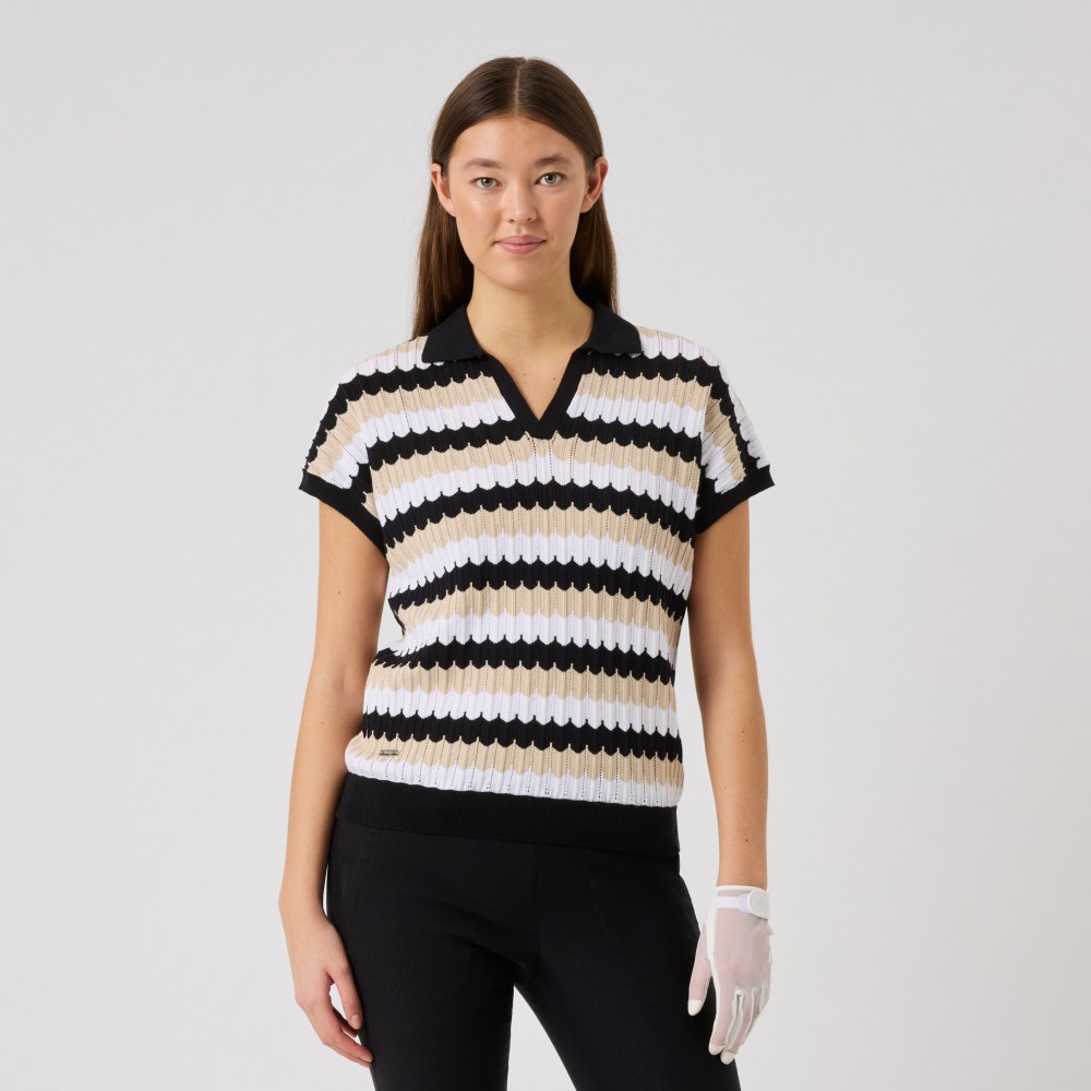 Zig-Zag Caps Top - Black