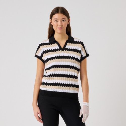 Zig-Zag Caps Top - Black