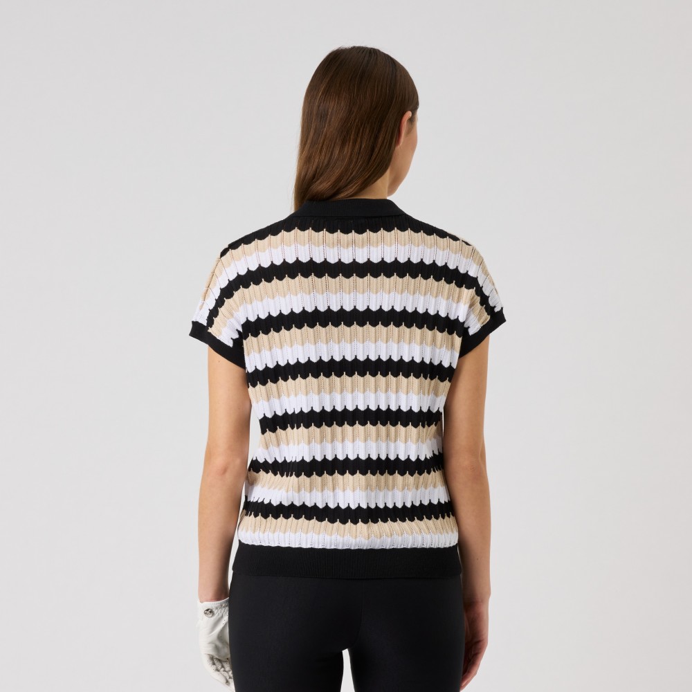 Zig-Zag Caps Top - Black