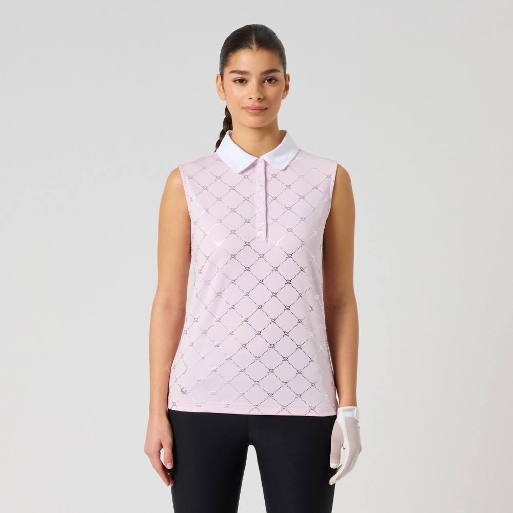 Foil Print SL Polo Shirt - Foil Silver
