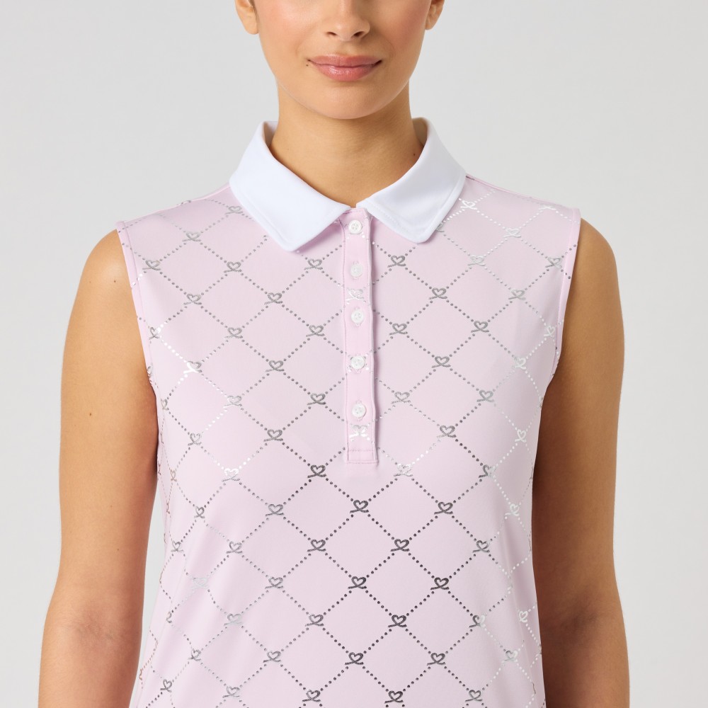 Foil Print SL Polo Shirt - Foil Silver