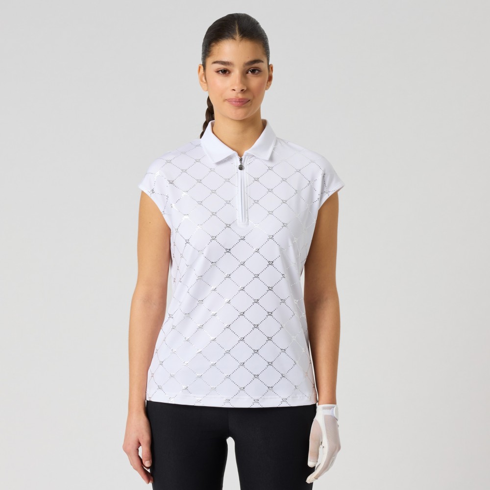 Foil Print Cap S Polo Shirt - White