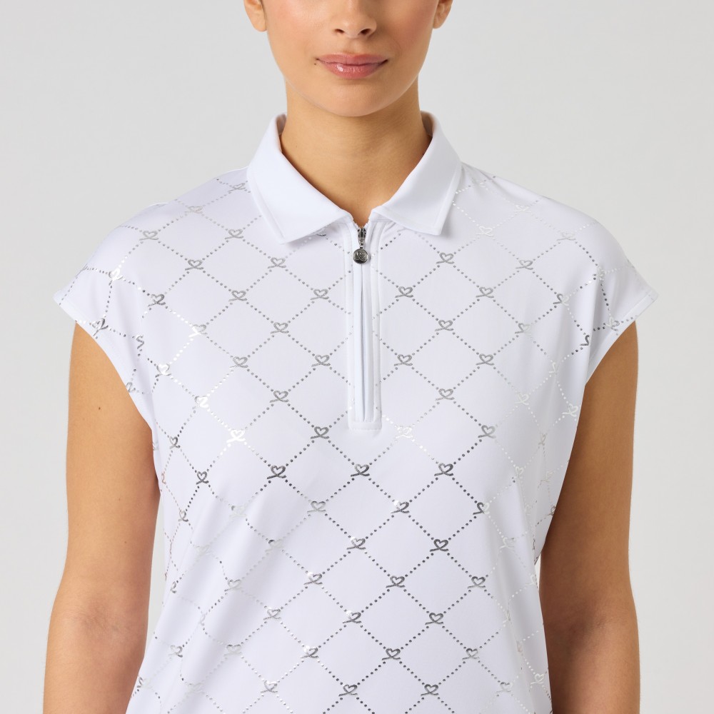 Foil Print Cap S Polo Shirt - White
