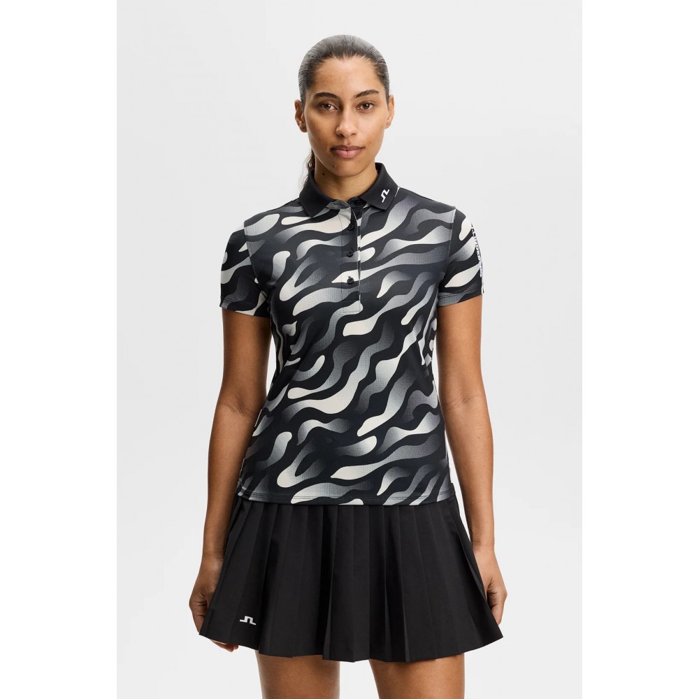J.L Tour Tech Print Polo - Bunker Fade Black Moonbeam