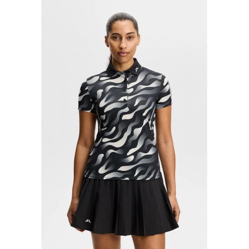 J.L Tour Tech Print Polo - Bunker Fade Black Moonbeam J.L Tour Tech Print Polo - Bunker Fade Black Moonbeam