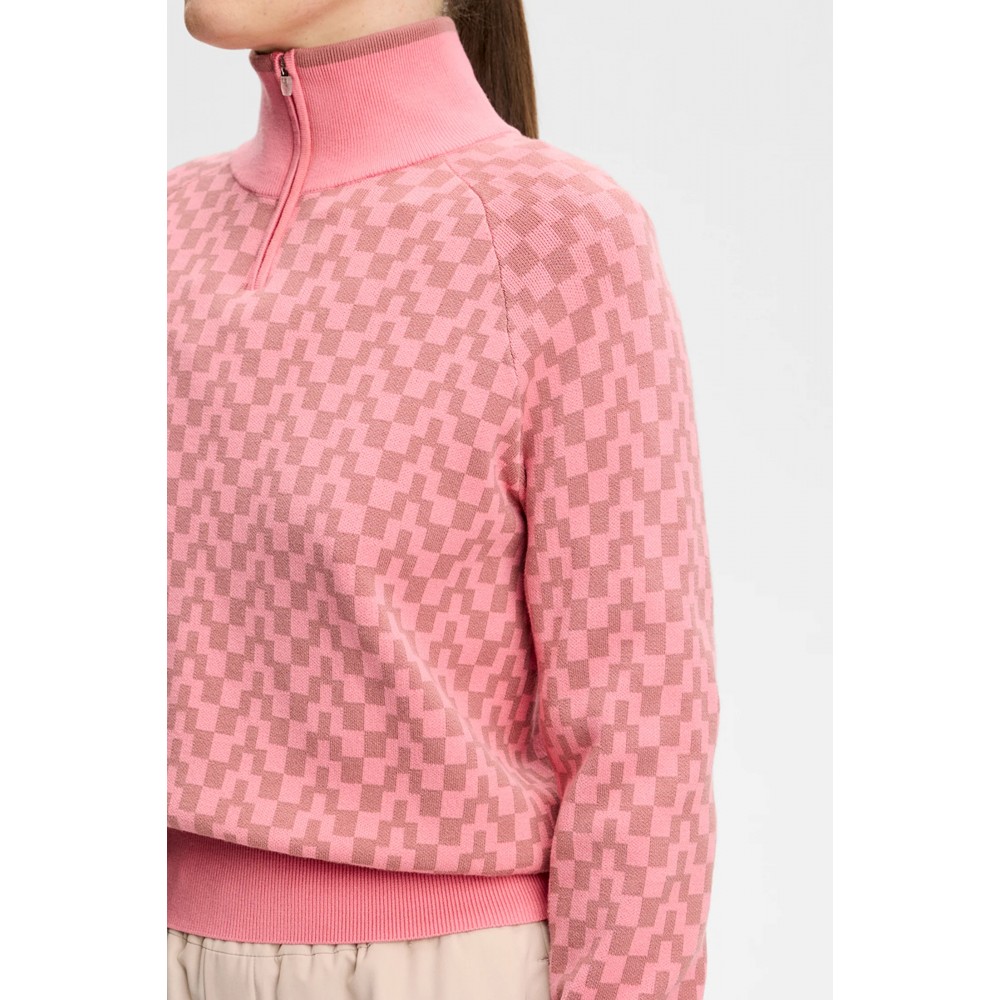 J.L Kerla Knitted Zip Sweater - Bridge Stack Rose