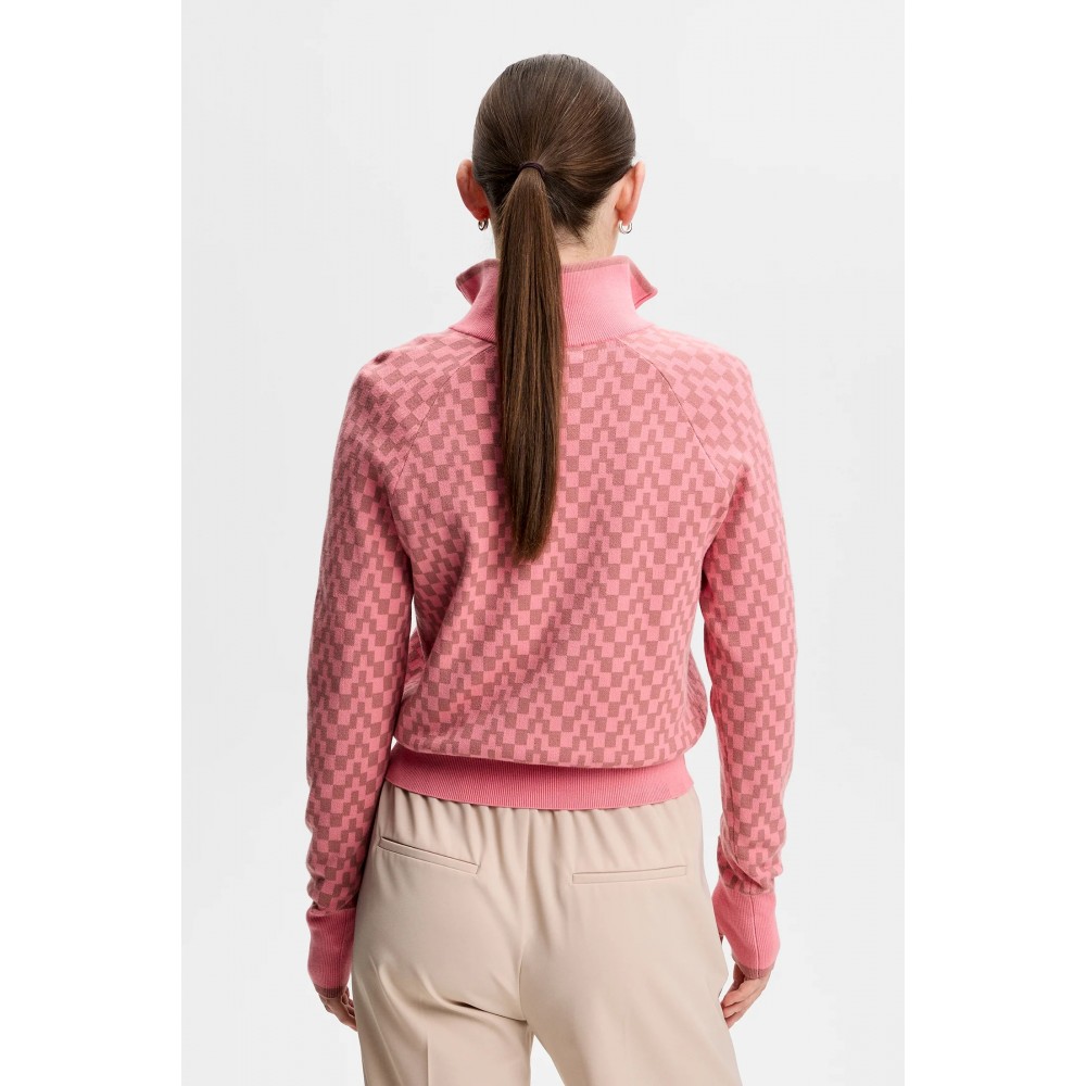 J.L Kerla Knitted Zip Sweater - Bridge Stack Rose
