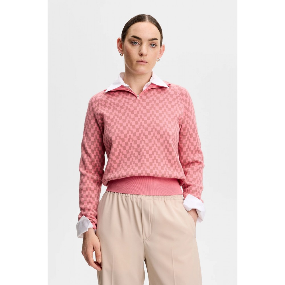 J.L Kerla Knitted Zip Sweater - Bridge Stack Rose