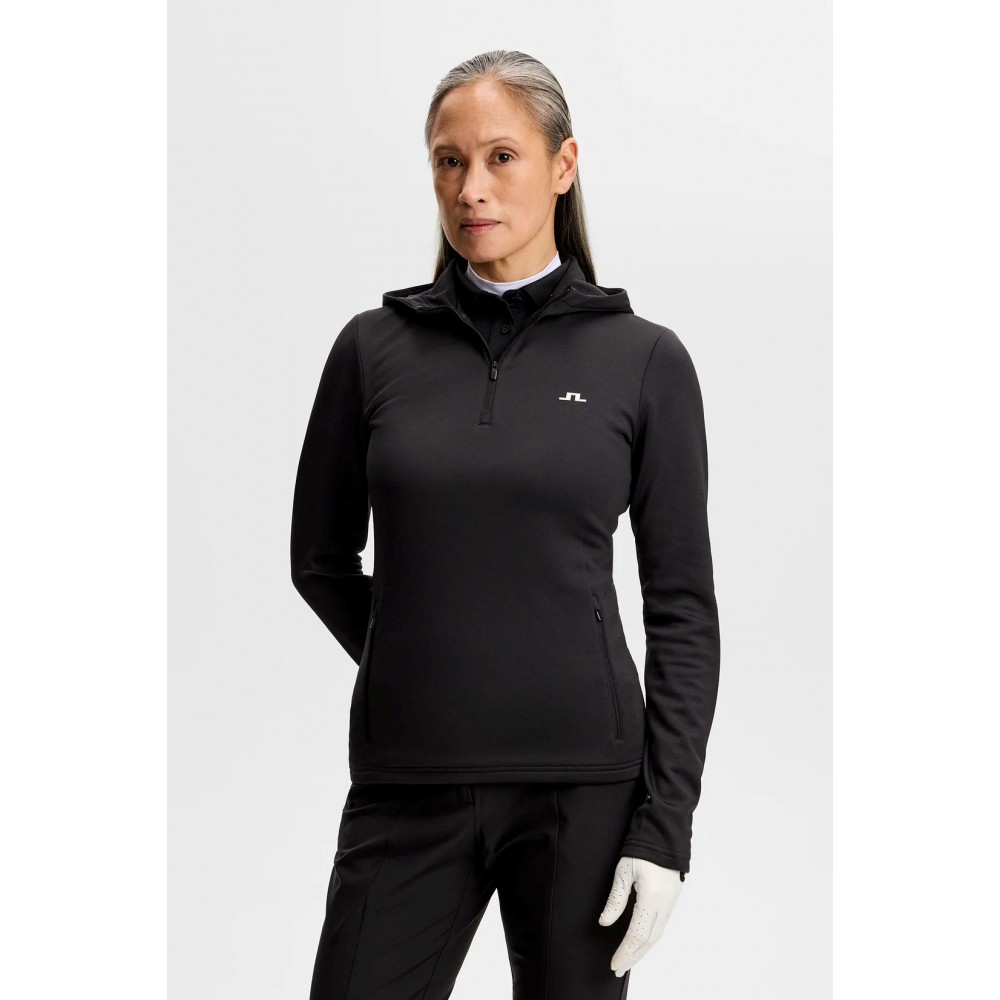J.L Aerielle Quarter Zip Hood - Black
