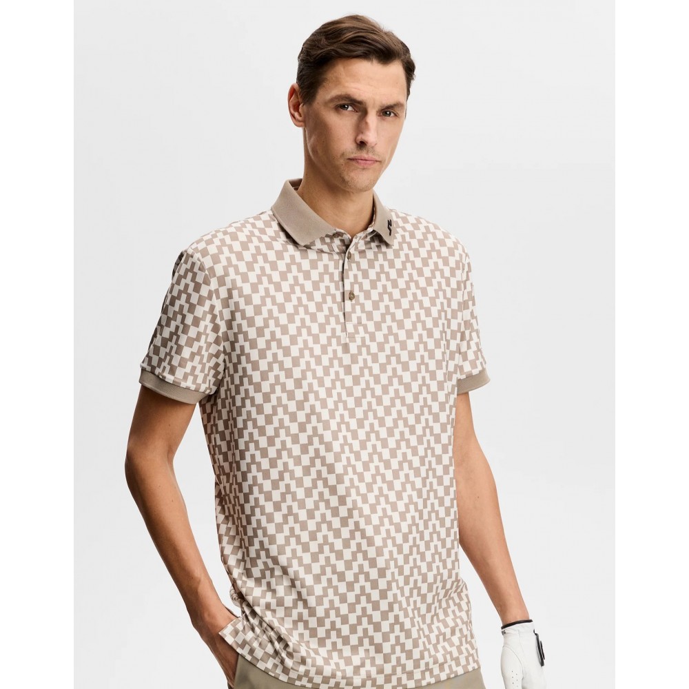 J.L Tour Tech Print Polo - Brigde Stack Brindle