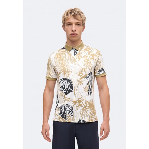 J.L Tour Tech Print Polo -  Kelp