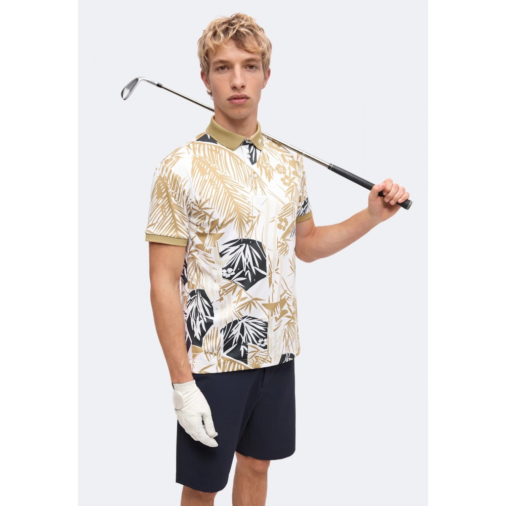 J.L Tour Tech Print Polo -  Kelp