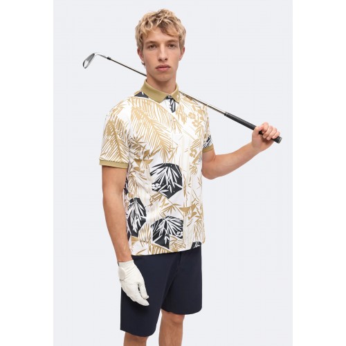 J.L Tour Tech Print Polo -  Kelp