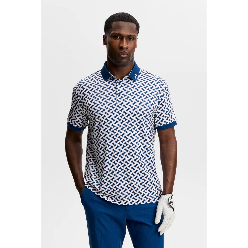 J.L Tour Tech Print Polo - Ladder Estate White 