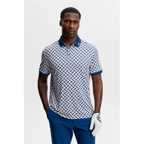 J.L Tour Tech Print Polo - Ladder Estate White J.L Tour Tech Print Polo - Ladder Estate White