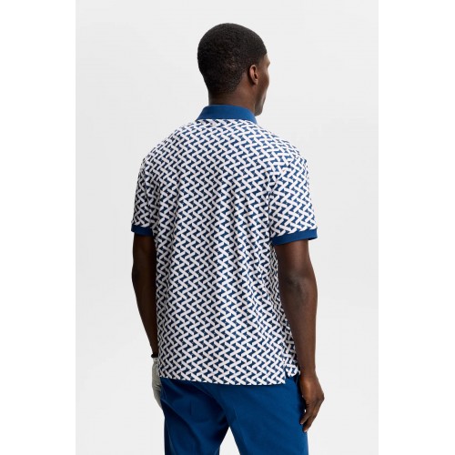 J.L Tour Tech Print Polo - Ladder Estate White J.L Tour Tech Print Polo - Ladder Estate White