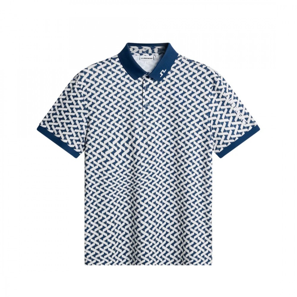 J.L Tour Tech Print Polo - Ladder Estate White 