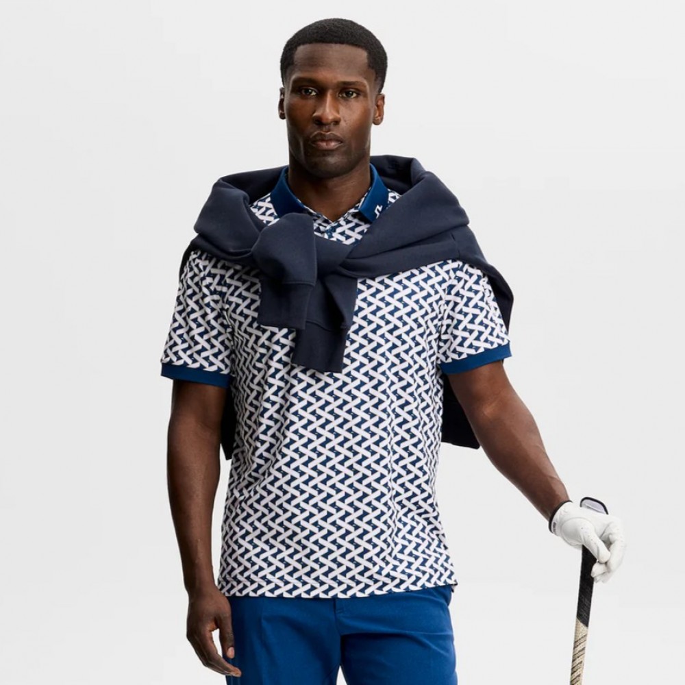 J.L Tour Tech Print Polo - Ladder Estate White 