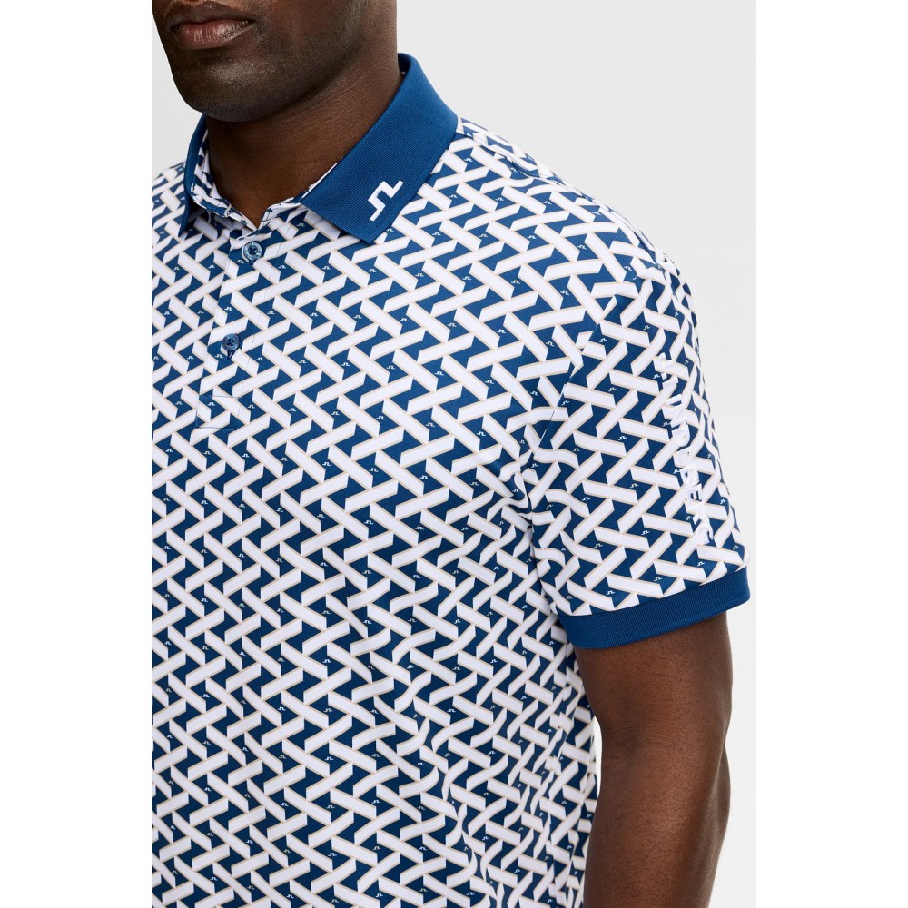 J.L Tour Tech Print Polo - Ladder Estate White 