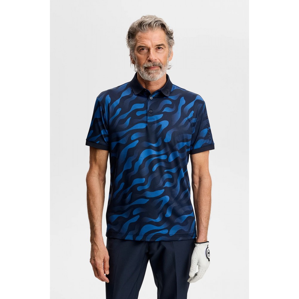 J.L Tour Tech Print Polo - Bunker Fade Navy Set