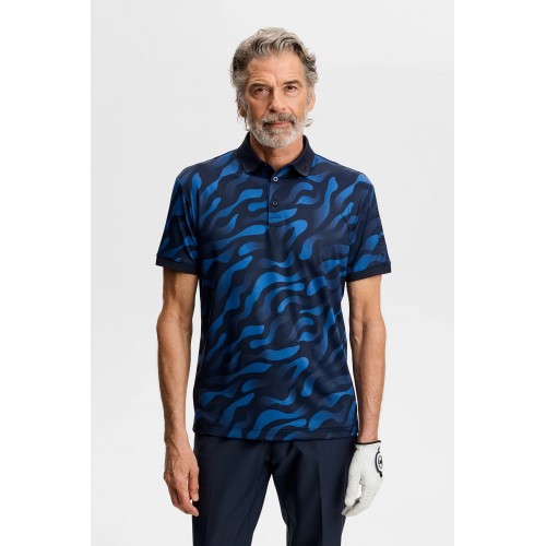 J.L Tour Tech Print Polo - Bunker Fade Navy Set