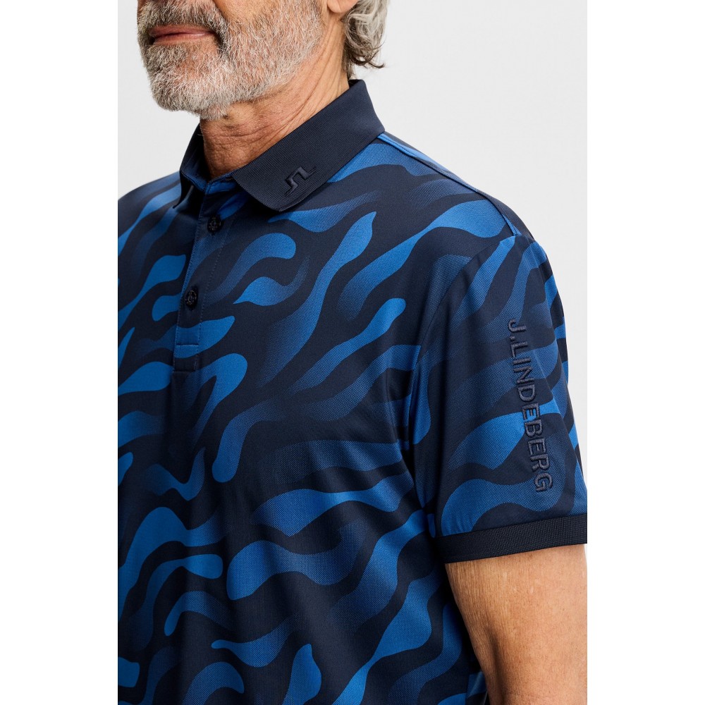J.L Tour Tech Print Polo - Bunker Fade Navy Set