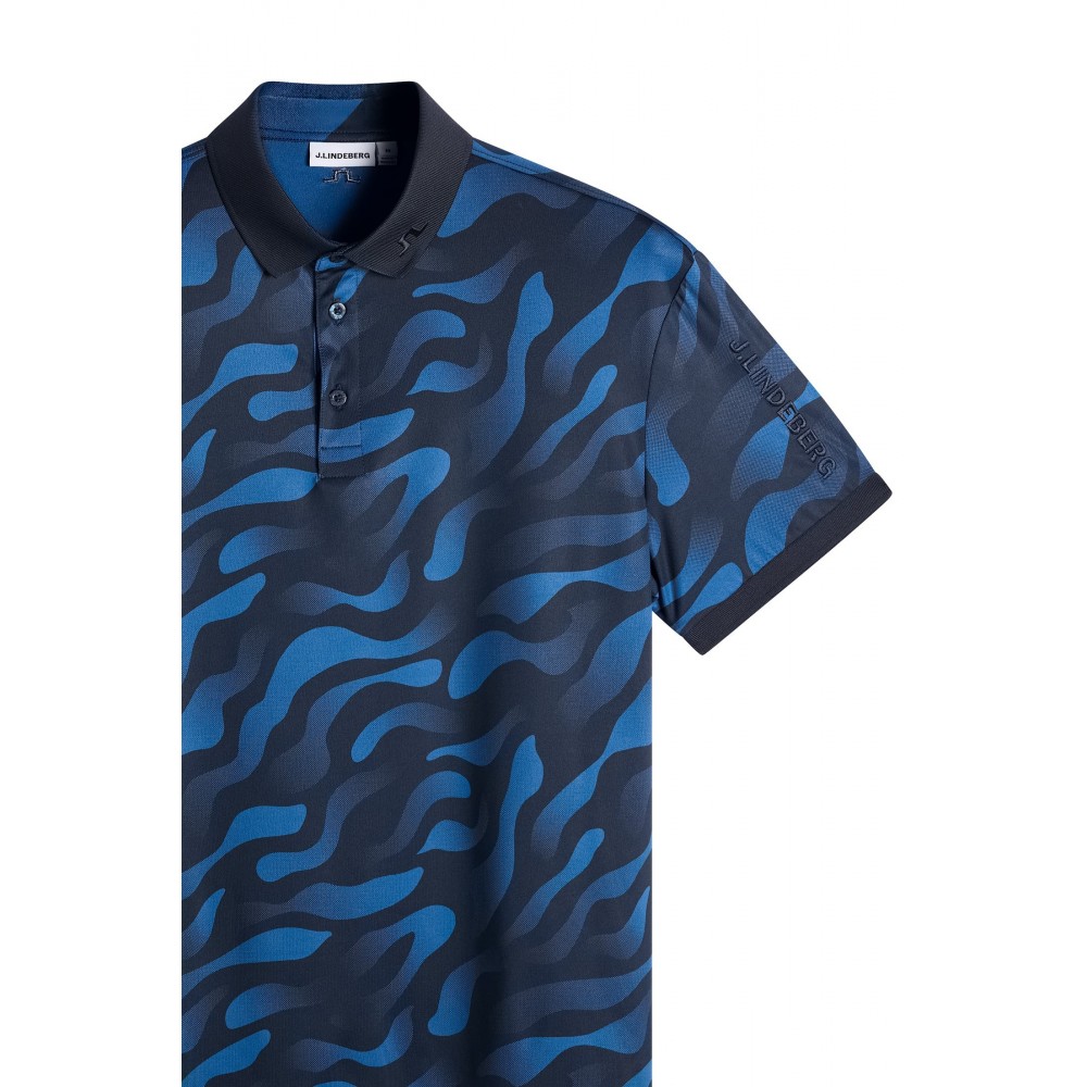 J.L Tour Tech Print Polo - Bunker Fade Navy Set