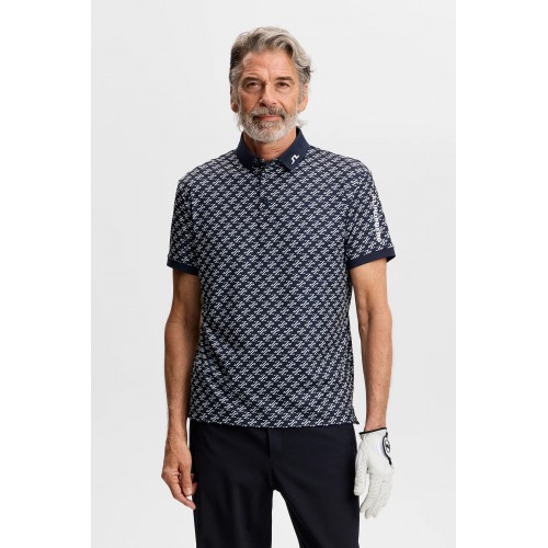 J.L Tour Tech Print Polo - Cardi Jacquard Navy