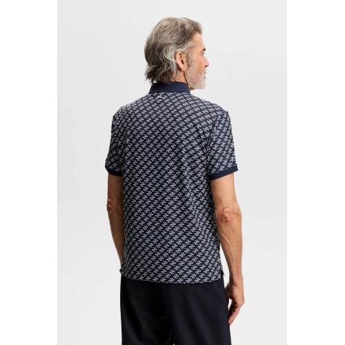 J.L Tour Tech Print Polo - Cardi Jacquard Navy