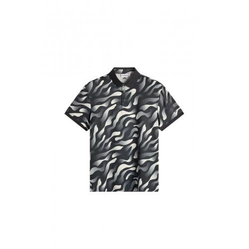 J.L Tour Tech Print Polo - Bunker Fade Black Moonbeam