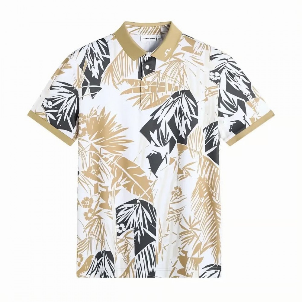 J.L Tour Tech Print Polo -  Kelp