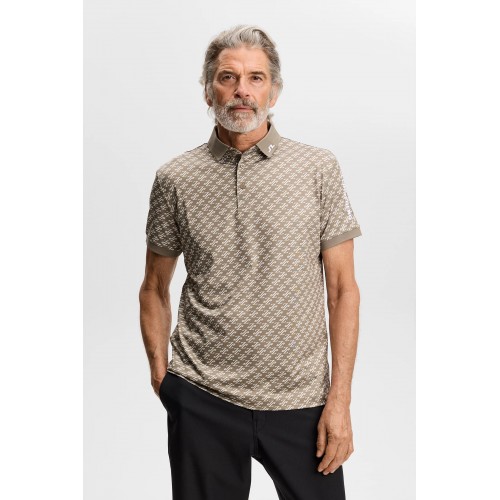J.L Tour Tech Print Polo - Cardi Jacquard Brindle