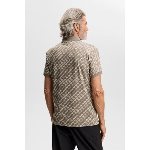 J.L Tour Tech Print Polo - Cardi Jacquard Brindle