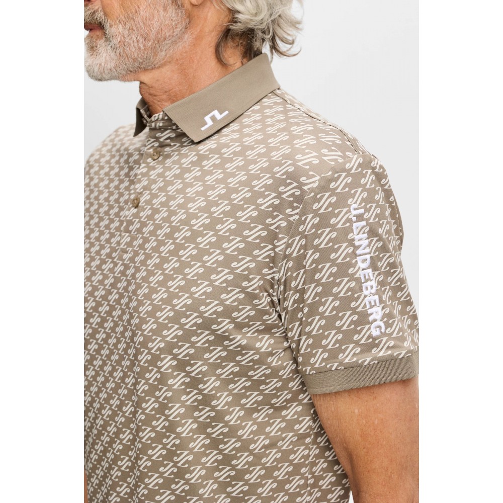 J.L Tour Tech Print Polo - Cardi Jacquard Brindle