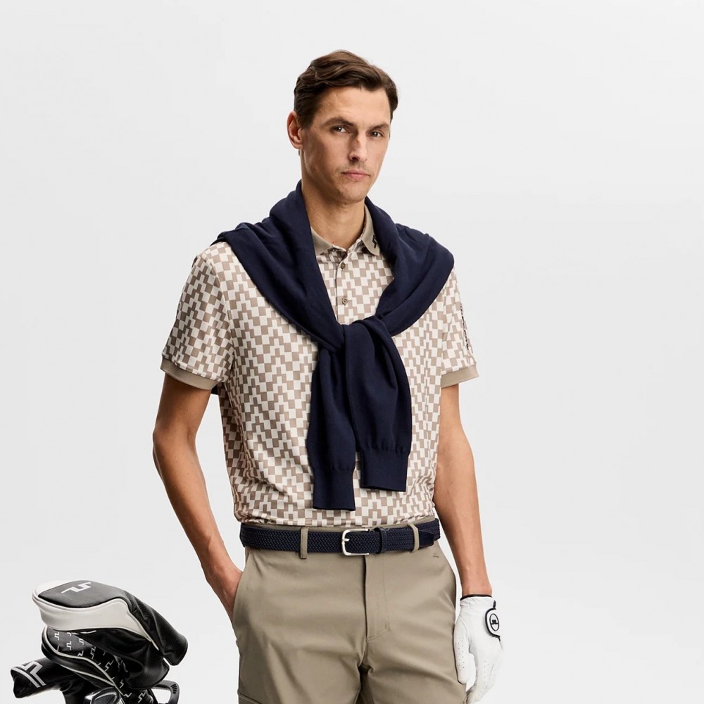 J.L Tour Tech Print Polo - Brigde Stack Brindle