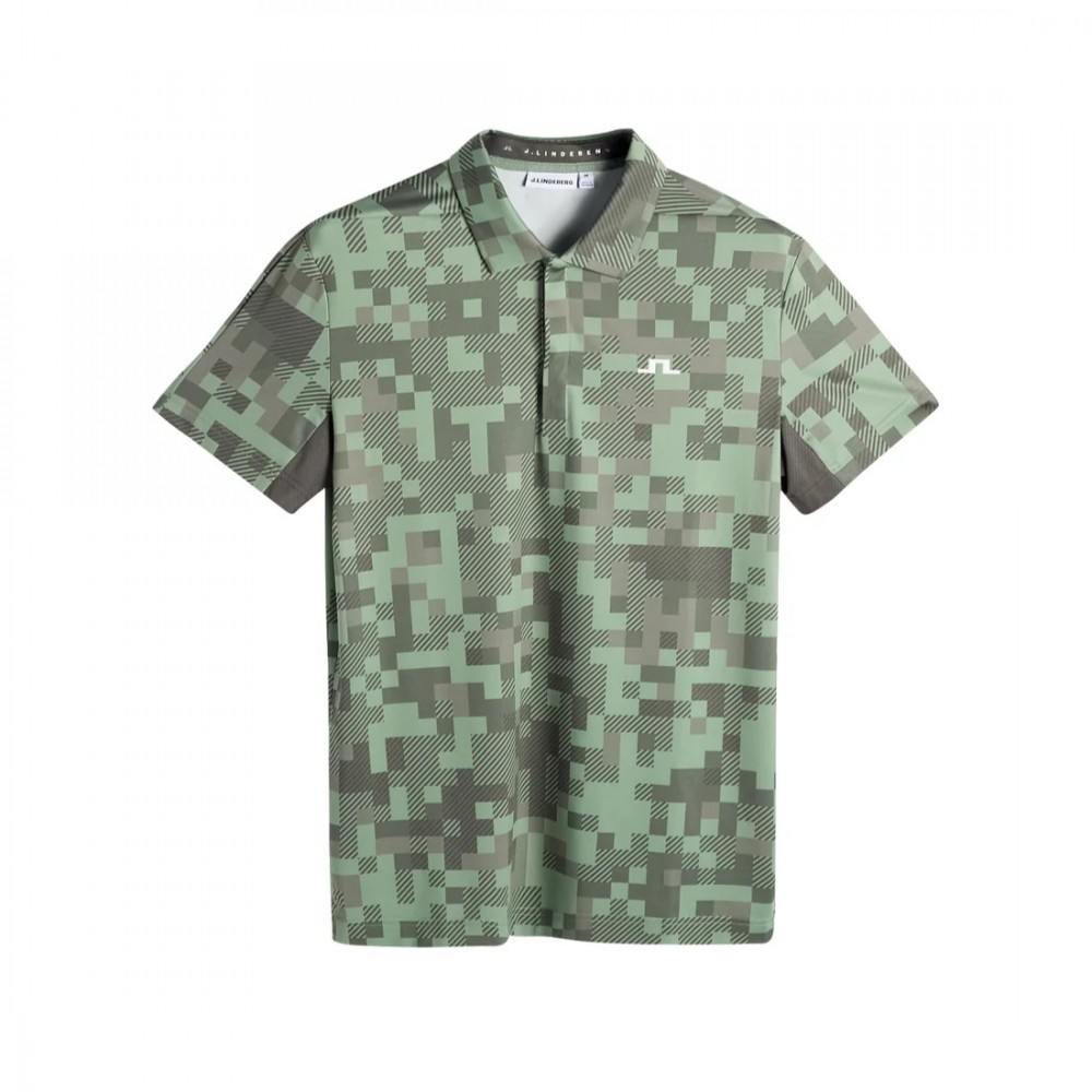 J.L Dario Tour Print Polo - Tour 26 Tonal Green 