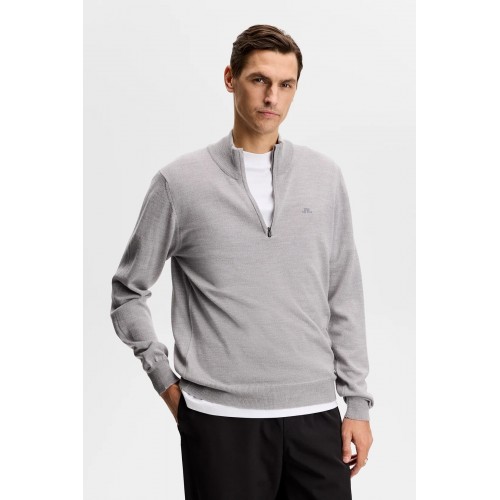 J.L Kiyan Quarter Zip Sweater - Light Grey Melange J.L Kiyan Quarter Zip Sweater - Light Grey Melange