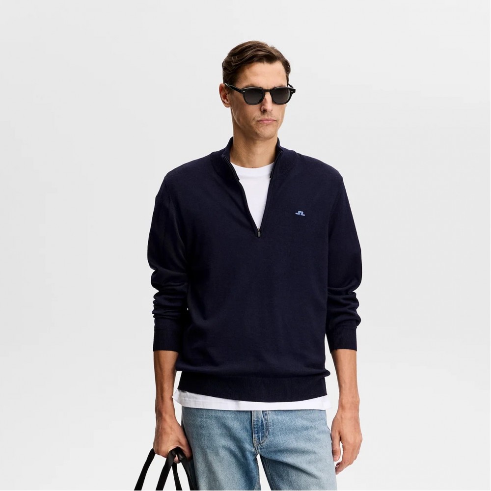 J.L Kiyan Quarter Zip Sweater - Navy