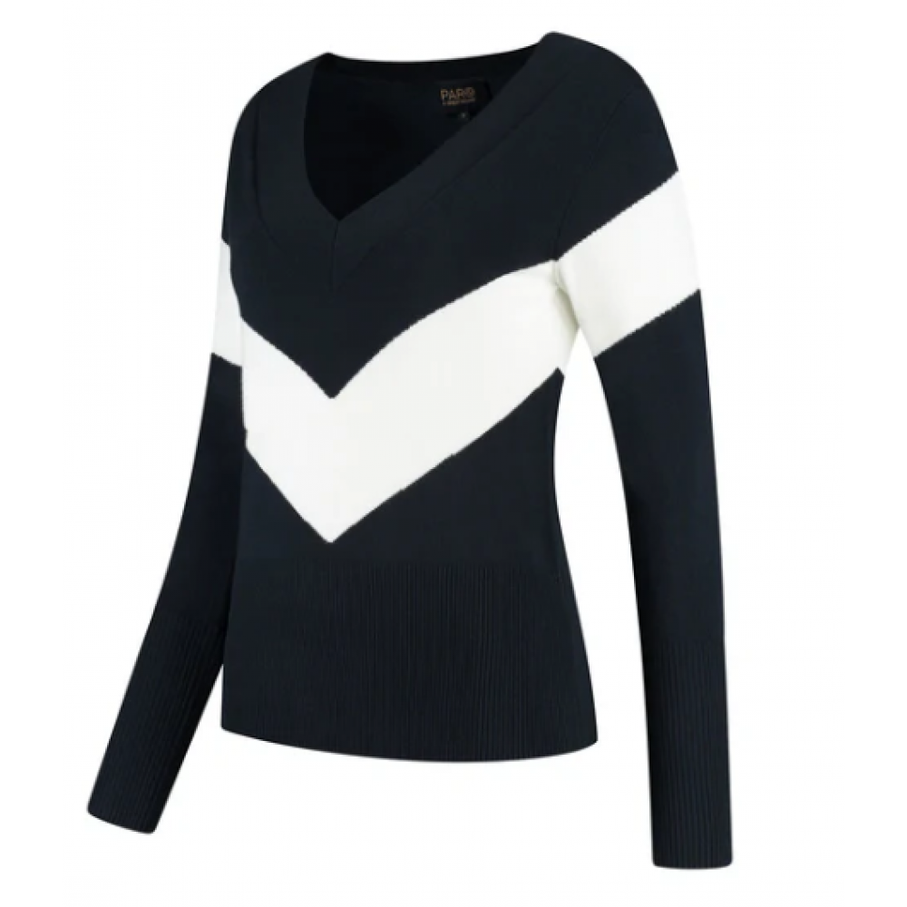 Belle Pullover - Navy / Off White