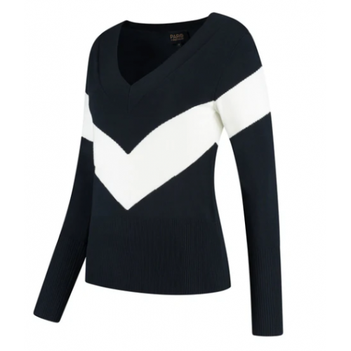 Belle Pullover - Navy / Off White