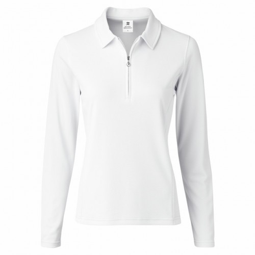  Macy Long Sleeve Polo - White