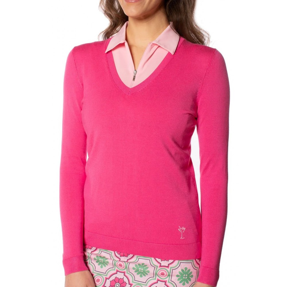 V-Neck Sweater - Hot Pink