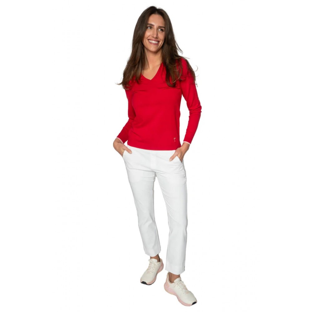 V-Neck Sweater - Red/Light Pink