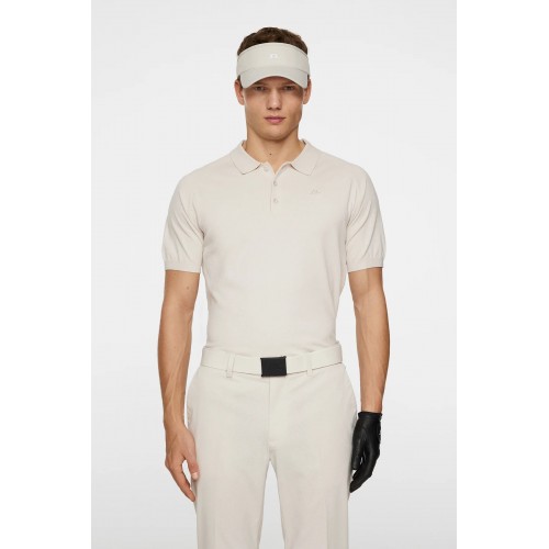 J.L Martines Knitted Polo Shirt - Moonbeam