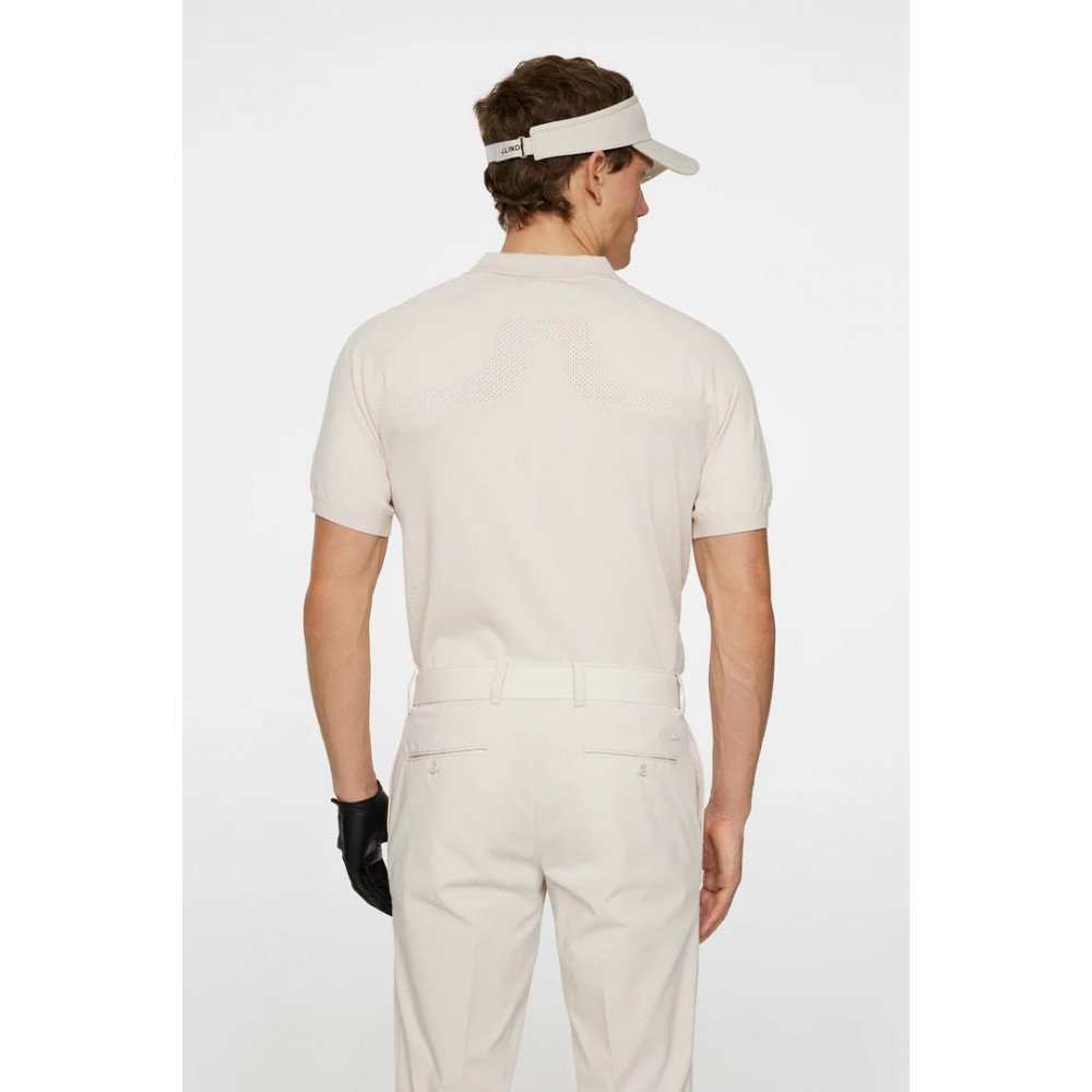 J.L Martines Knitted Polo Shirt - Moonbeam
