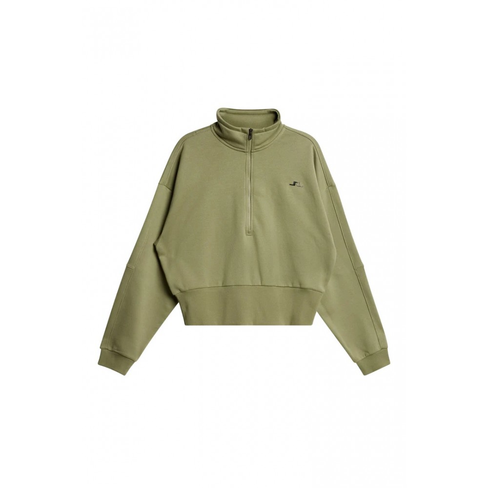 J.L Lucia Zip Mock Neck - Oil Green