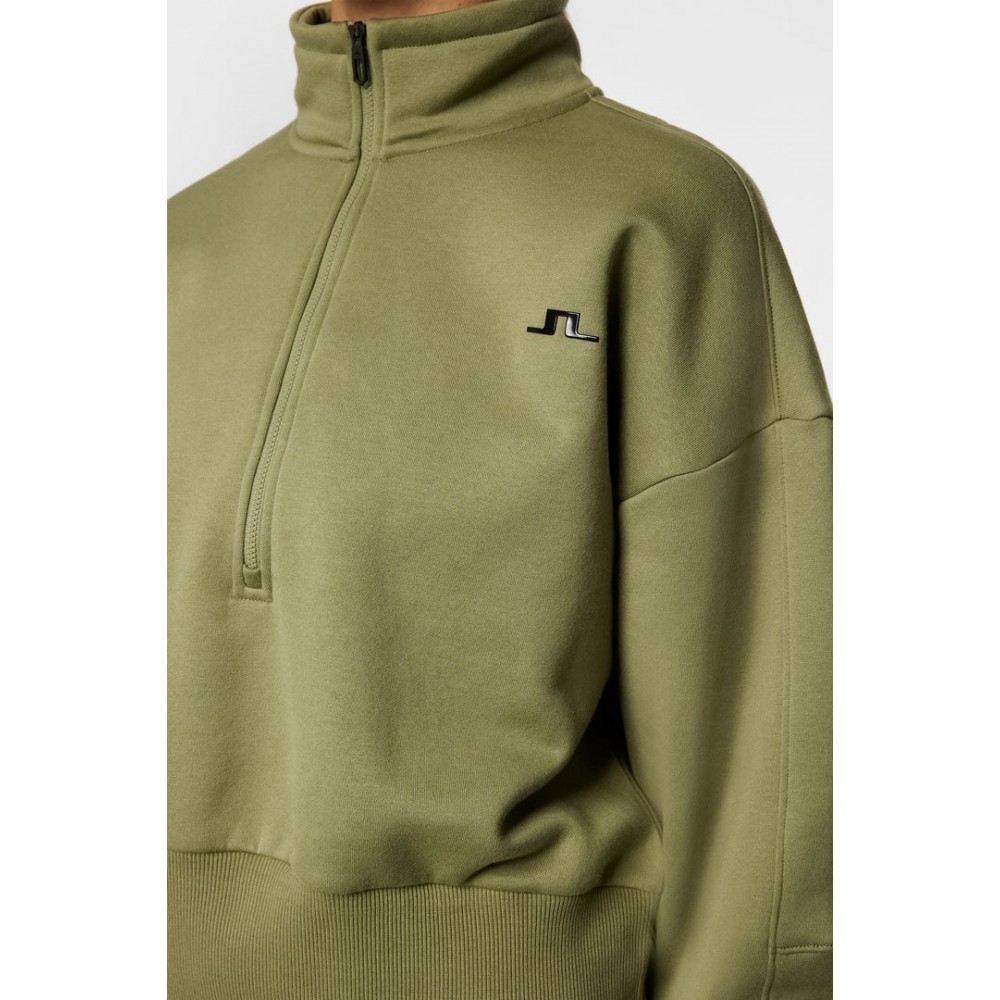 J.L Lucia Zip Mock Neck - Oil Green