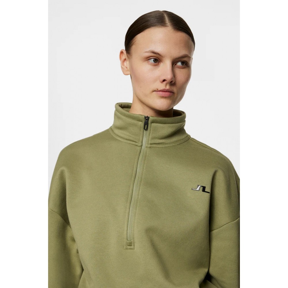 J.L Lucia Zip Mock Neck - Oil Green