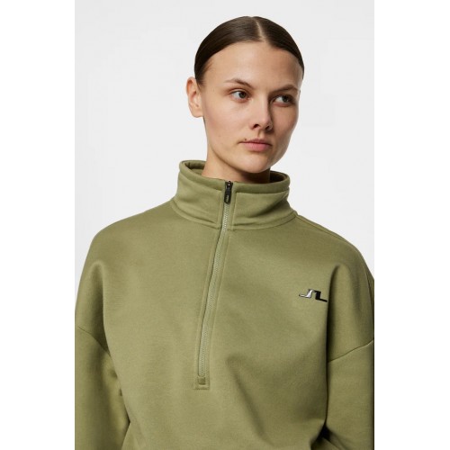 J.L Lucia Zip Mock Neck - Oil Green